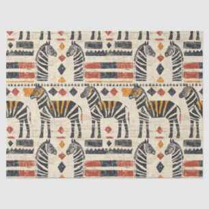 Papel De Seda Padrão de Safari Tribal Boho Zebra
