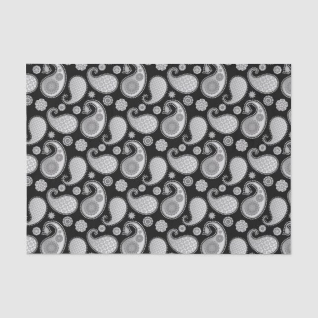 Papel De Seda Padrão de salsa, Cinzas de prata / Cinzas de preto (Frente )