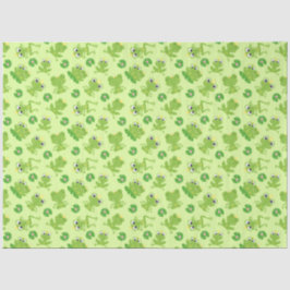 Papel De Seda Padrão de Sapos bonitos em verde brilhante