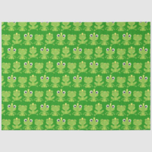 Papel De Seda Padrão de Sapos bonitos em verde escuro