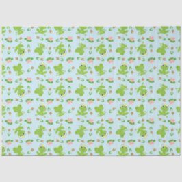 Papel De Seda Padrão de Sapos bonitos no azul brilhante