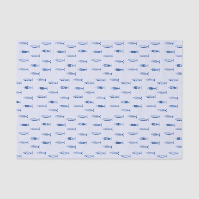 Papel De Seda Padrão de Sardinhas (Frente )