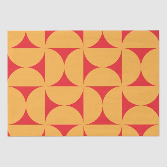 Papel De Seda Padrão de semicírculos em laranja e vermelho de me (Frente )