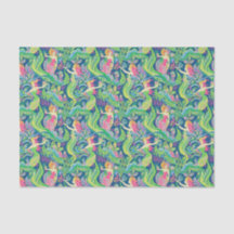 Padrão de Sereias Tropicais de Preppy Palm Beach