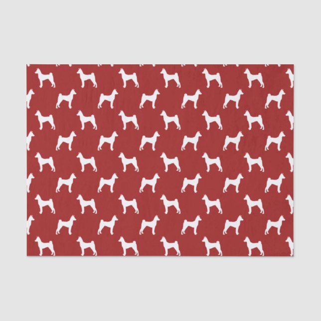 Papel De Seda Padrão de Silhuetas de Basenji Vermelho (Frente )