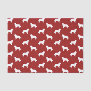 Papel De Seda Padrão de Silhuetas de Border Collie Vermelho