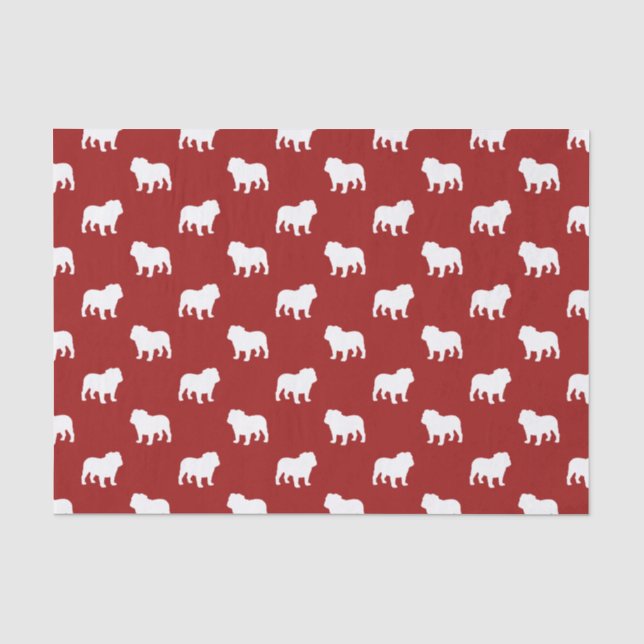 Papel De Seda Padrão de Silhuetas de Bulldog (Frente )