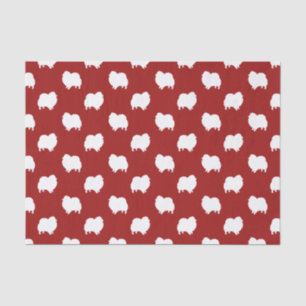 Papel De Seda Padrão de Silhuetas de Pomerânia Vermelho