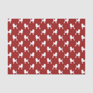 Papel De Seda Padrão de Silhuetas de Poodle Padrão Elegante Verm