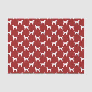 Papel De Seda Padrão de Silhuetas de Poodle Padrão Vermelho