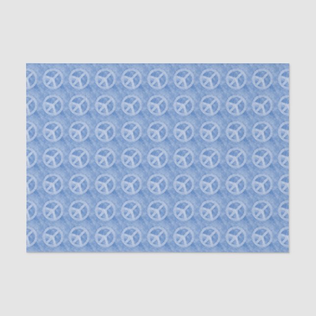 Papel De Seda Padrão de Sinal de Paz Azul Desvanecido (Frente )