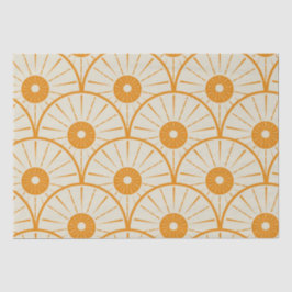 Papel De Seda Padrão de Sol Abstrato Art Déco Laranja