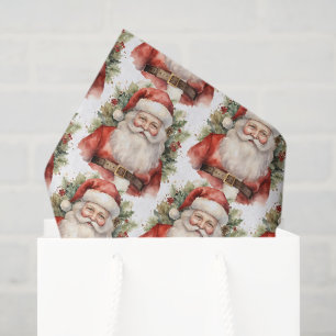 Papel De Seda Padrão de Sorriso de Santa Claus natais vintages
