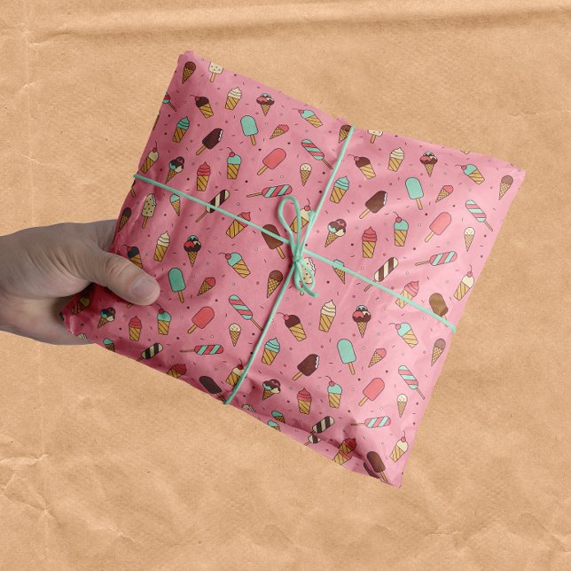Papel De Seda Padrão de Sorvete Iummy | Rosa de Morango (Criador carregado)