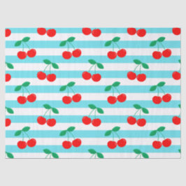 Papel De Seda Padrão de Stripe de Cereja - Presente e Decor da F