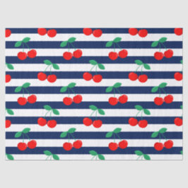 Papel De Seda Padrão de Stripe de Cereja - Presente e Decor da F