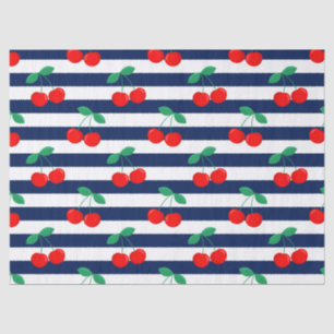 Papel De Seda Padrão de Stripe de Cereja - Presente e Decor da F