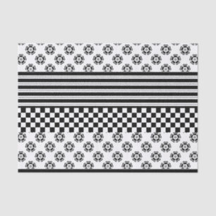 Papel De Seda Padrão de Stripes Florais de Verificação de Boho B