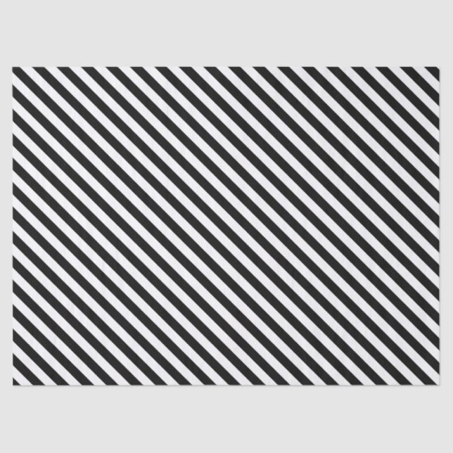 Papel De Seda Padrão de Stripes Negra e Branca (Frente )