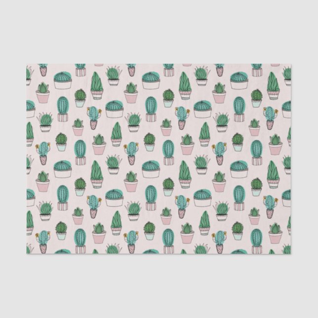 Papel De Seda Padrão de Suculentas Cacto (Frente )