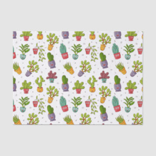Papel De Seda Padrão de Sucultivos Naturais de Cactus Cute