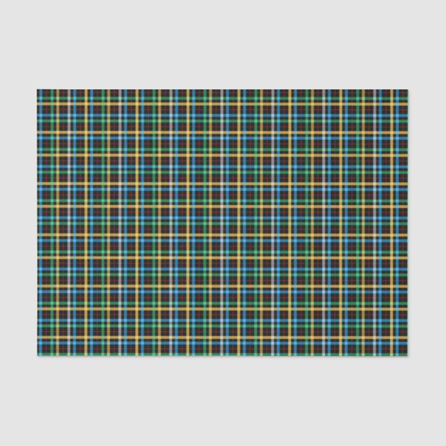 Papel De Seda Padrão de Tartan Azul e Verde (Frente )