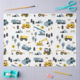 Papel De Seda Padrão de Tema de Construção Azul