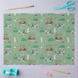 Papel De Seda Padrão de Tema de Golfe Moderno de Carrinhos de Go