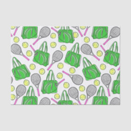 Papel De Seda Padrão de Tênis Preppy / Raquetes Rosa e Bolsas Ve
