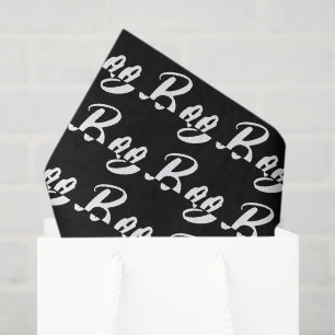 Papel De Seda Padrão de texto de preto e branco do Halloween