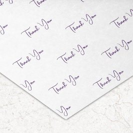 Papel De Seda Padrão de Texto Roxo Personalizado Obrigado