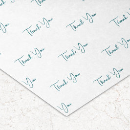 Papel De Seda Padrão de Texto Teal Personalizado Obrigado