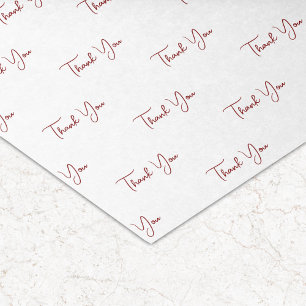 Papel De Seda Padrão de Texto Vermelho Personalizado Obrigado
