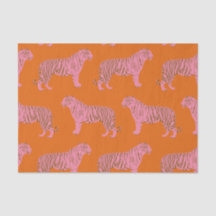 Padrão de Tigre Cinto em Rosa Vibrante e Laranja
