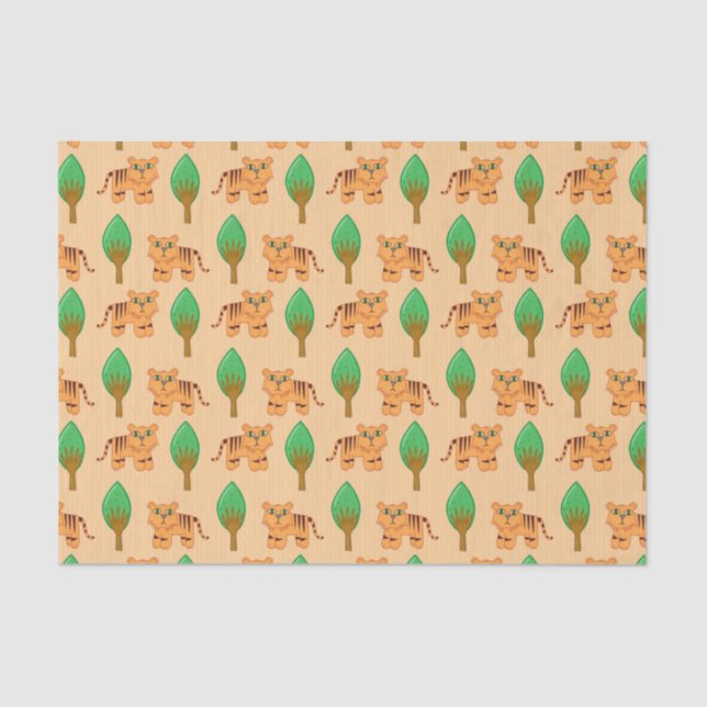 Papel De Seda Padrão de Tigre de Cartoon Bonito (Frente )