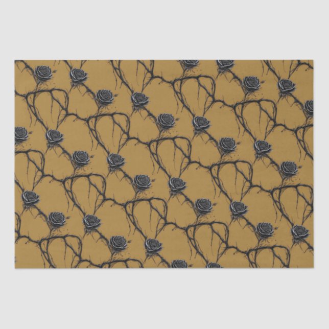 Papel De Seda Padrão de tinta Rosa de alta velocidade preto góti (Frente )