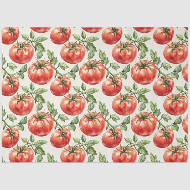 Papel De Seda Padrão de tomate de aquarela (Frente )