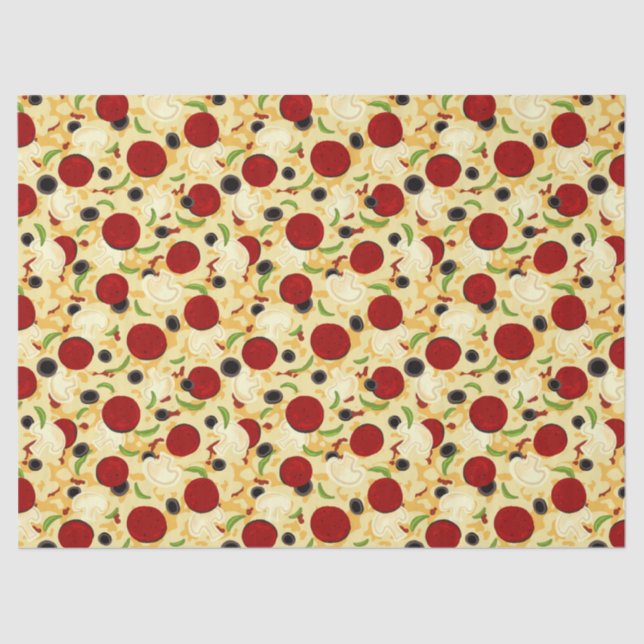 Papel De Seda Padrão de Tópicos de Pizza (Frente )