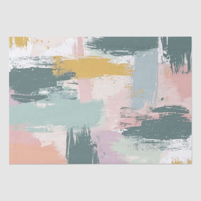 Papel De Seda Padrão de Traços de Pintura de Pastel (Frente )