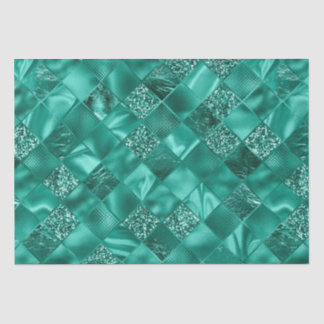 Papel De Seda Padrão de Treliça de Diamante Brilhante Turquesa E