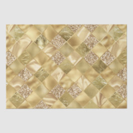 Papel De Seda Padrão de Treliça de Diamante com Brilho Dourado E