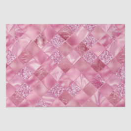 Papel De Seda Padrão de Treliça de Diamante com Brilho Rosa Eleg