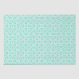 Papel De Seda Padrão de Treliça Floral em Verde-Menta e Branco