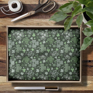 Papel De Seda Padrão de Trevo Celta Corações Irlandeses Verdes