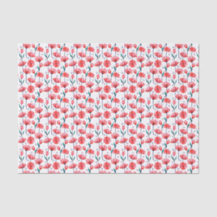 Papel De Seda Padrão de Tulipa Floral Rosa Bonito