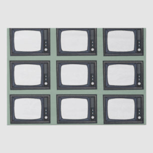 Papel De Seda Padrão de TV retrô clássico antigo