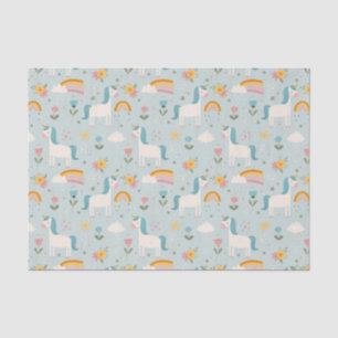 Papel De Seda Padrão de Unicórnio do Arco-Íris Cute pastel