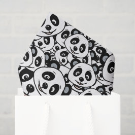 Papel De Seda Padrão de Urso Panda Fofo Preto e Branco Moderno