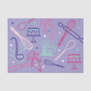 Papel De Seda Padrão de Utensil de Cozinhar e Baking colorido