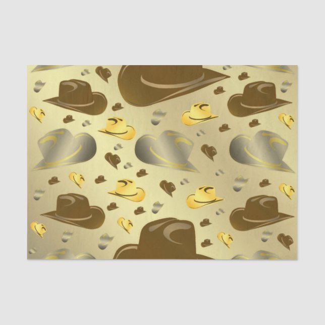 Papel De Seda padrão de vaqueiro em tons marrons (Frente )